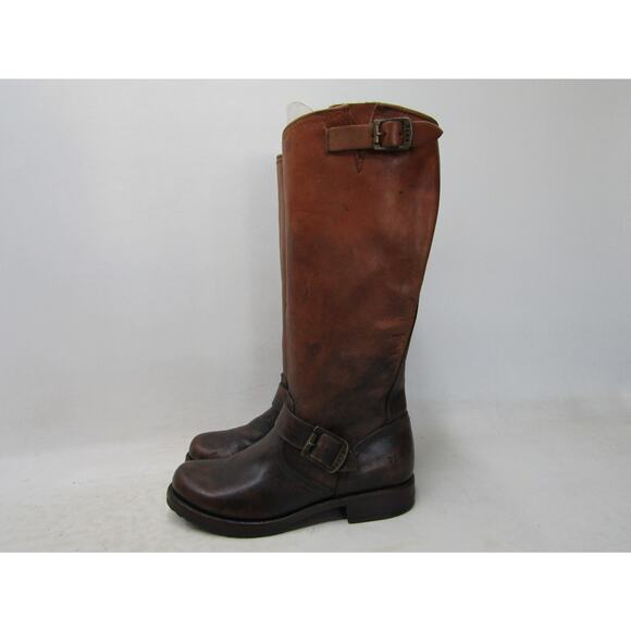 Frye Womens Size 6.5 B Distressed Brown Leather 14" Knee High Fashion Boots - Picture 1 of 11